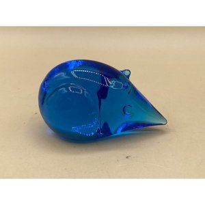 F. M. Konstglas Swedish Blue Glass Mouse 3” READ